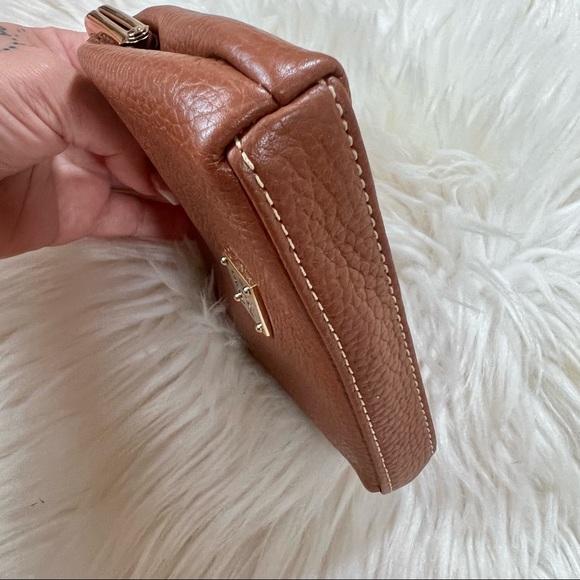 DOONEY & BOURKE Pebbled LEATHER Large Framed KISS LOCK COIN Purse TAN BROWN - Picture 5 of 8